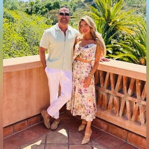 Vici Floral Maxi Skirt & Top Set- Cream and Purple